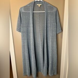 Eileen Fisher Blue Steel Short Sleeve Cardigan- Shimmery/Sheer- Size Medium